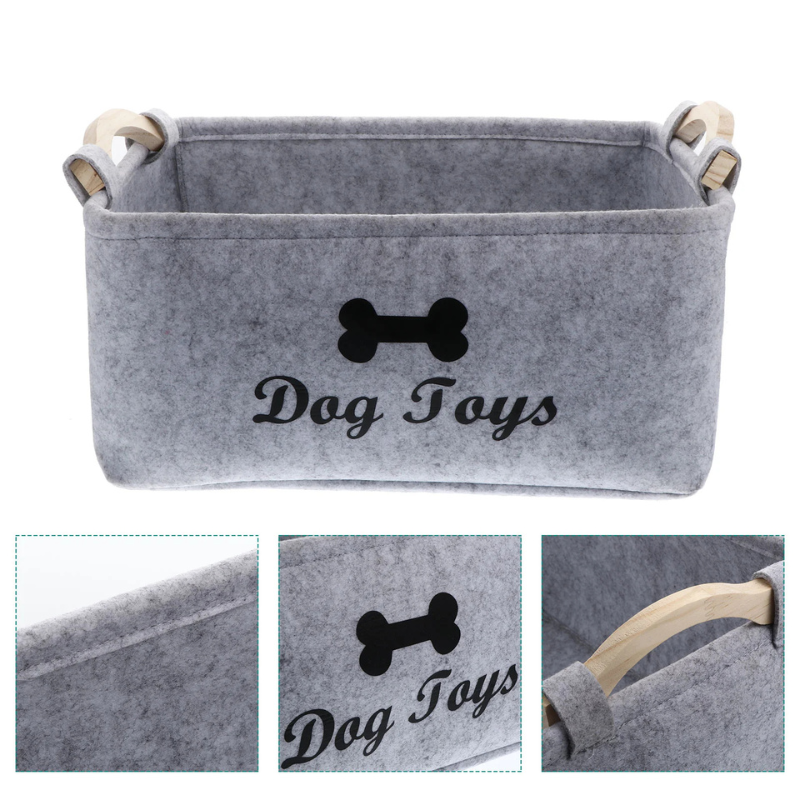 Pet Toy Storage Basket Felt Organizer Bin 🧺