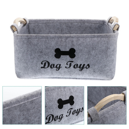 Pet Toy Storage Basket Felt Organizer Bin 🧺