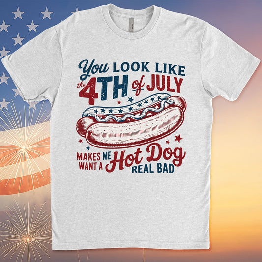 You Look Like The 4th Of July Shirt | Retro America Hot Dog T-Shirt | Fourth of July Shirt | Independence Day Tee 682306