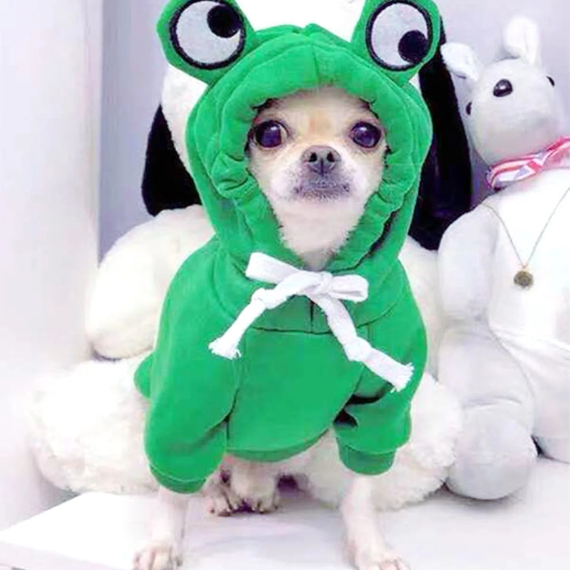 Cute Frog Pet Sweater – Green Hoodie for Small & Medium Dogs - WTN Essentials