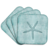 3dRose PS Beach - Aqua Starfish Abstract Beach Theme - Coasters (CST_178911)