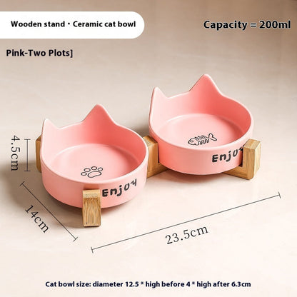 Elevated Wooden Cat Bowl Set: Healthy Posture Dining Station