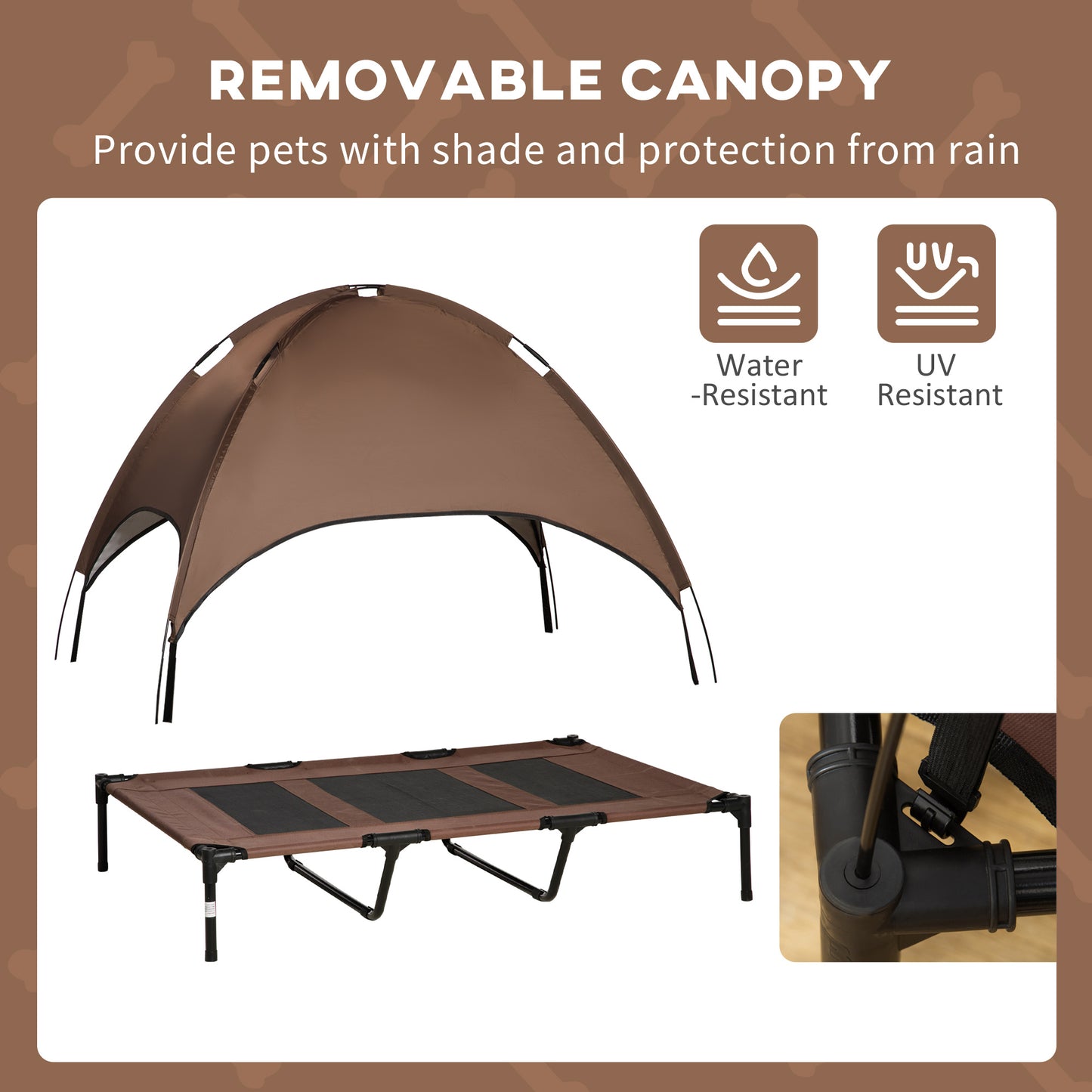 24" Elevated Outdoor Dog Bed with Canopy - Grey