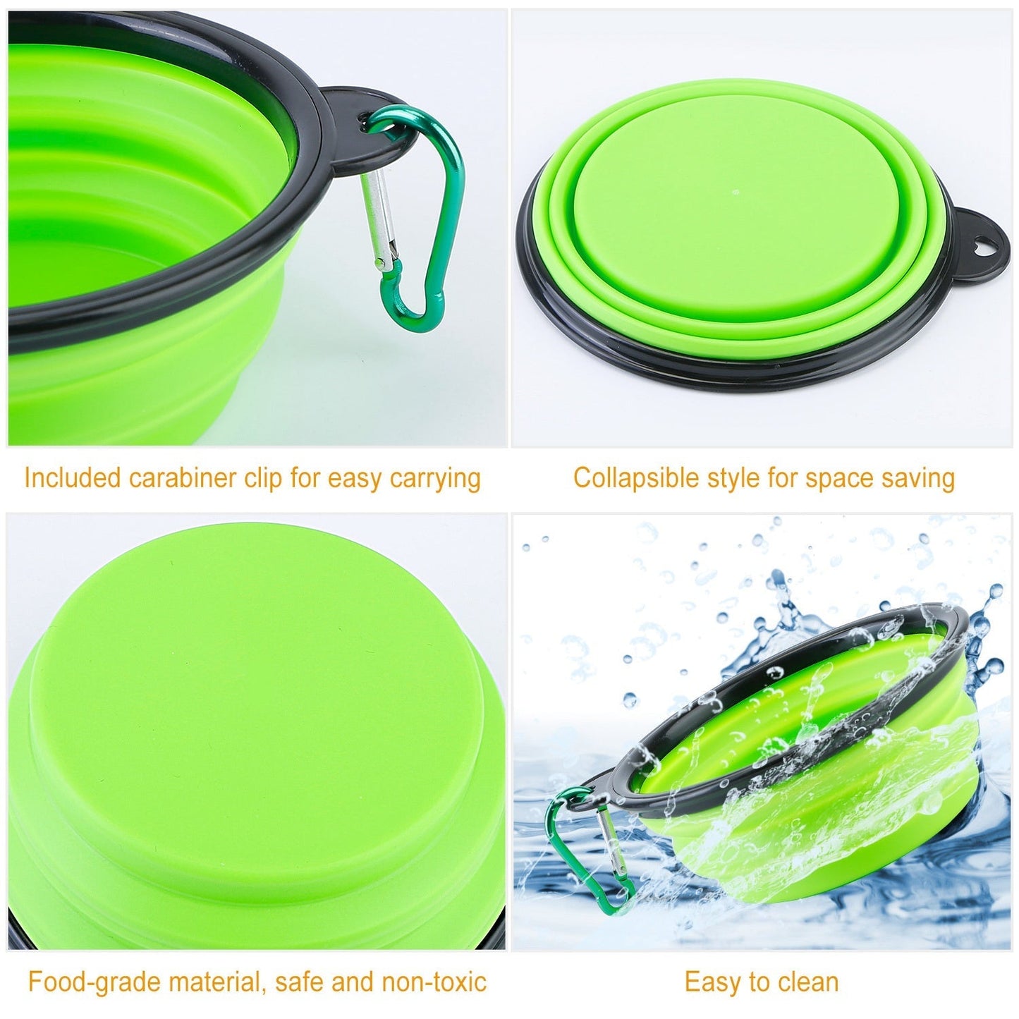 4Pcs Silicone Collapsible Dog Bowls BPA Free Travel Dog Bowl