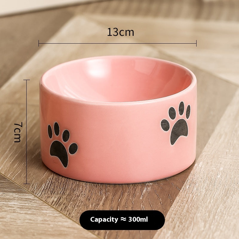Drinking Water Neck Protection Pet Ceramic Oblique Mouth