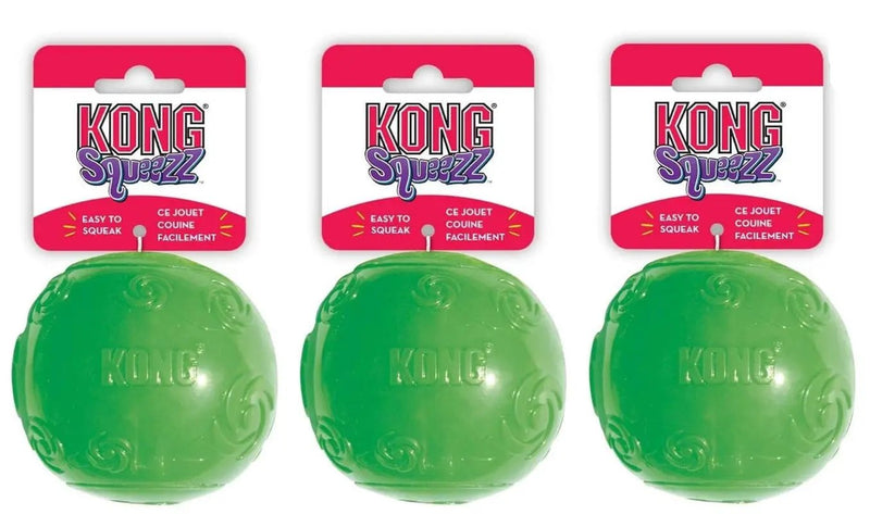 Kong Squeezz Ball Medium 3 Count Squeaky Fetch - Purrfect Pet Kingdom