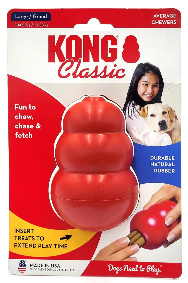 Kong Classic Large Durable Fetch & Chew Dog Toy Treat Stuffable 4x275 - Purrfect Pet Kingdom