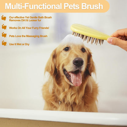 Pet Silicone Shampoo Brush For Long Short Hair Dogs Cats