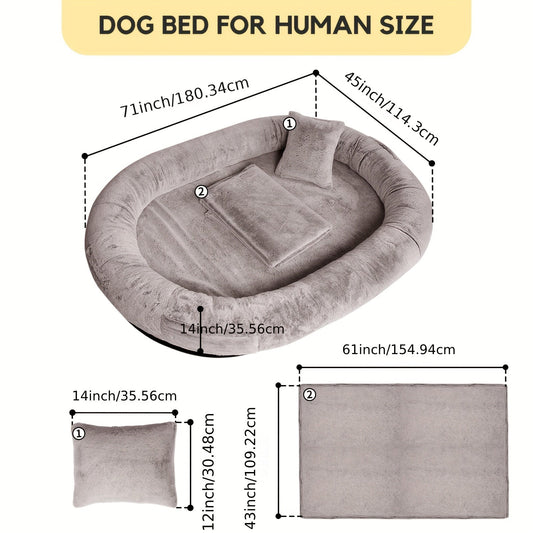 Dog Bed Orthopedic Faux Fur Human Size Cuddler