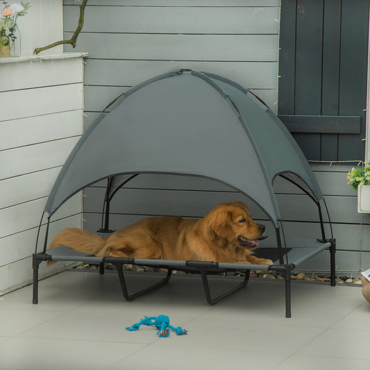 36" Elevated Dog Cot with UV Canopy - Blue