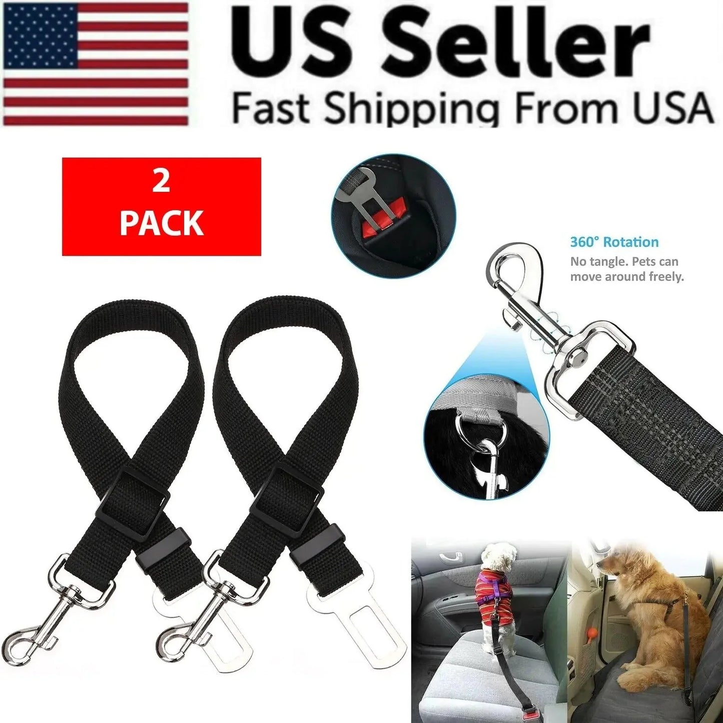 2 Pack Cat Dog Pet Safety Seatbelt Car Vehicle Seat Belt