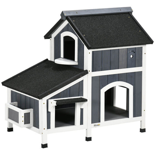 Purrfect Pet Kingdom 2-Story Outdoor Cat House for Multiple Cats default Purrfect Pet Kingdom