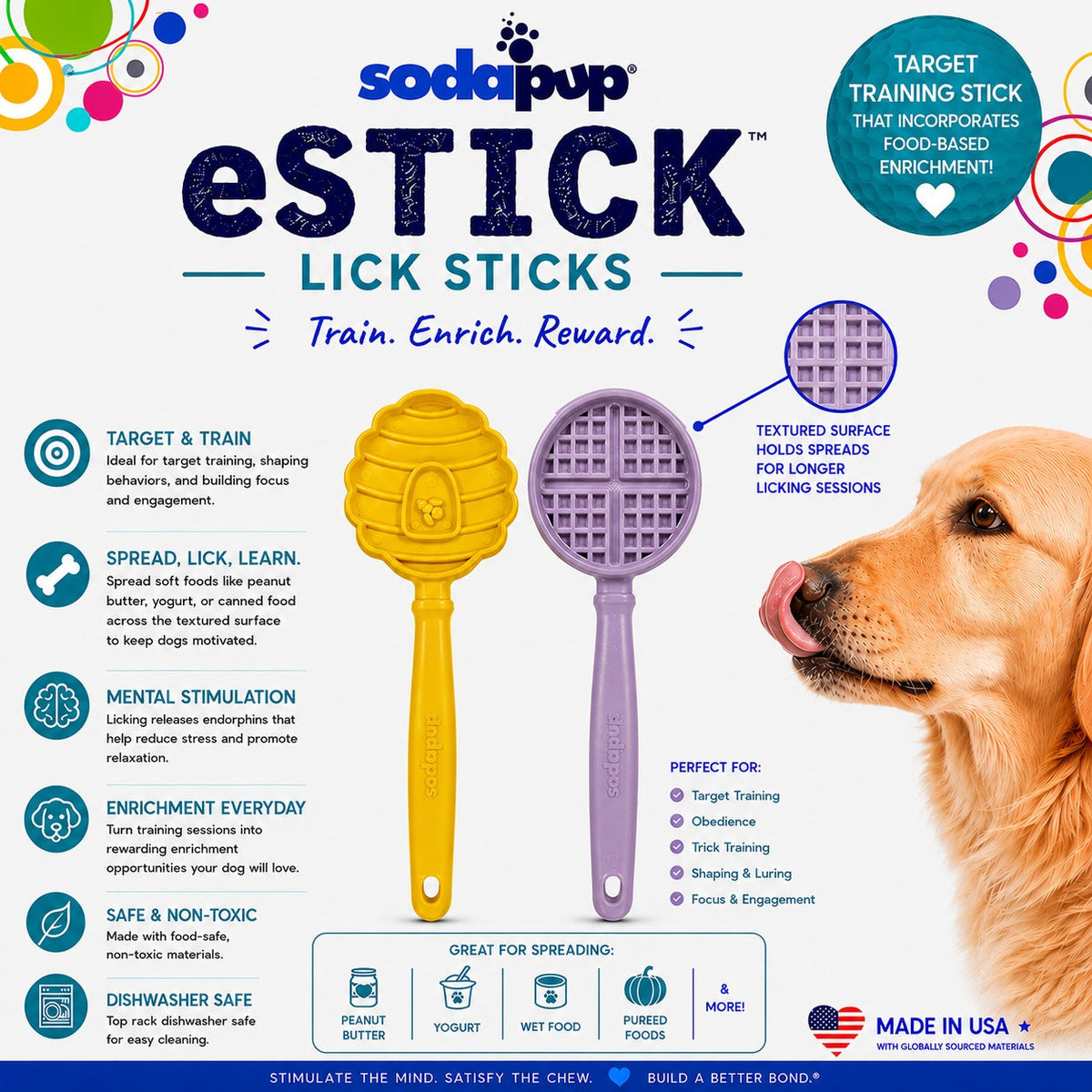 Estick Hand Held Dog Enrichment Toy Interactive Lick Stick - detail view