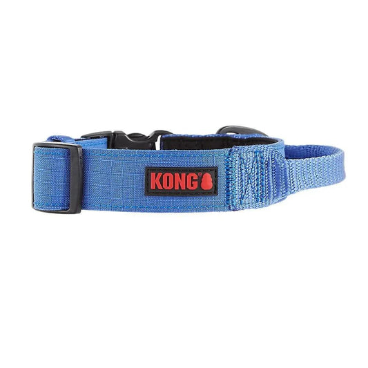 KONG Ultra Durable Padded Comfort Handle Dog Collar XL Blue Adjustable Control