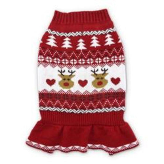 Reindeer Fair Isle Sweater Pet Dress