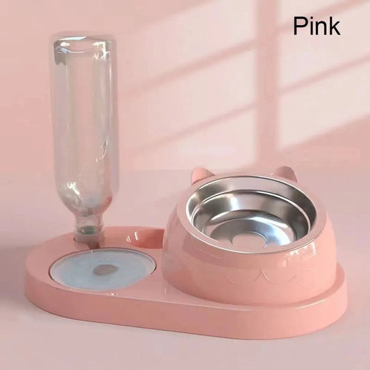 2 In 1 Cat Bowl Water Dispenser Automatic Water Storage Pet Food Bowl Food Container With Waterer Feeder Dog Cat Food Bowl