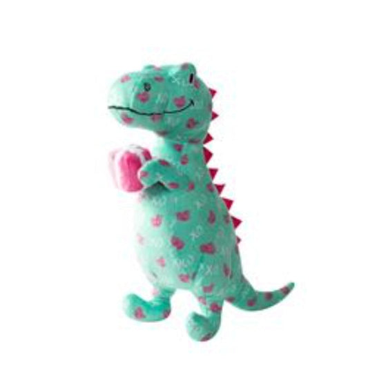 XO Rex Hearts Plush Dog Toy