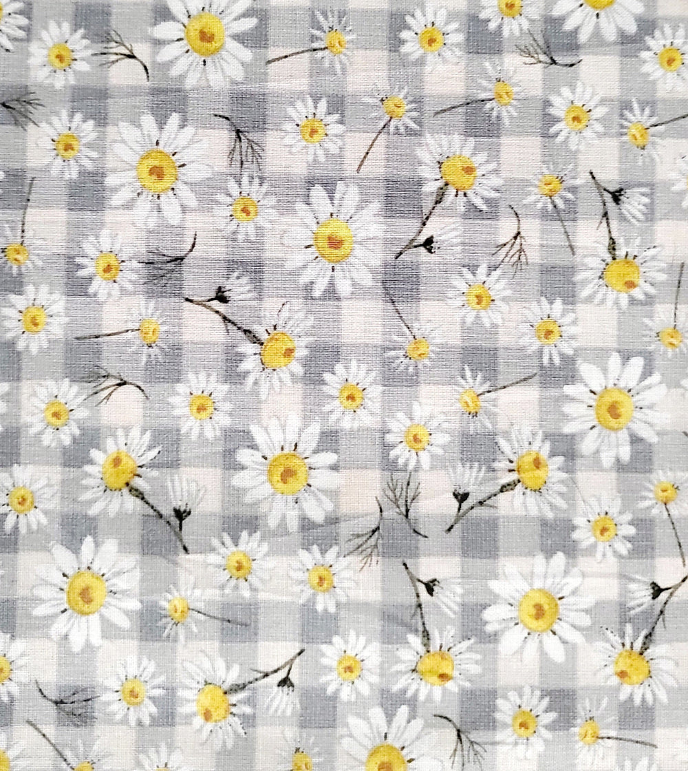 Gray Check with Daisies Bandana