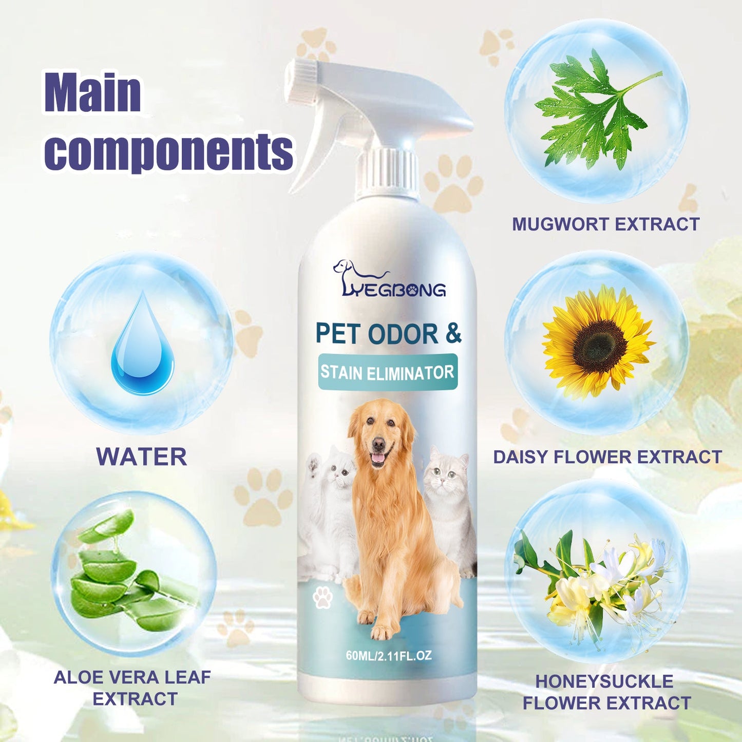 Pet Odor & Stain Eliminator, Clean Dog And Cat Body Odor Feces Odor Removal Indoor Fresh Deodorizer