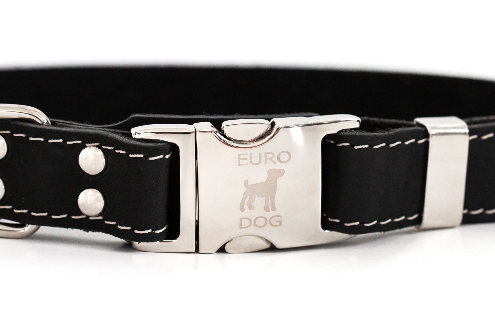 Bestseller Quick - Release Midnight Black Leather Dog Collar with Metal Buckle - dog collars > leather dog collars > quality leather dog collars - Euro - Dog Collars and Leads - XL   (1" Width   16" - 26" Neck Size) - 691054770119