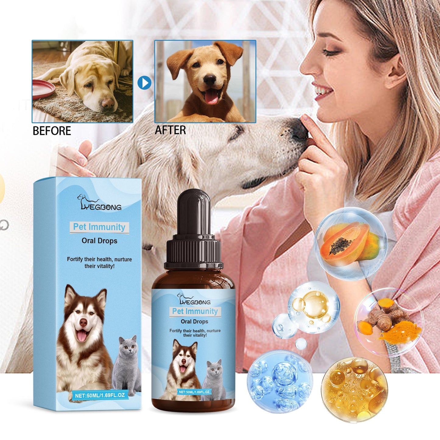 Pet Immune Oral Drops, Special Nutritional And Immune Health Drops For Cats And Dogs - Purrfect Pet Kingdom