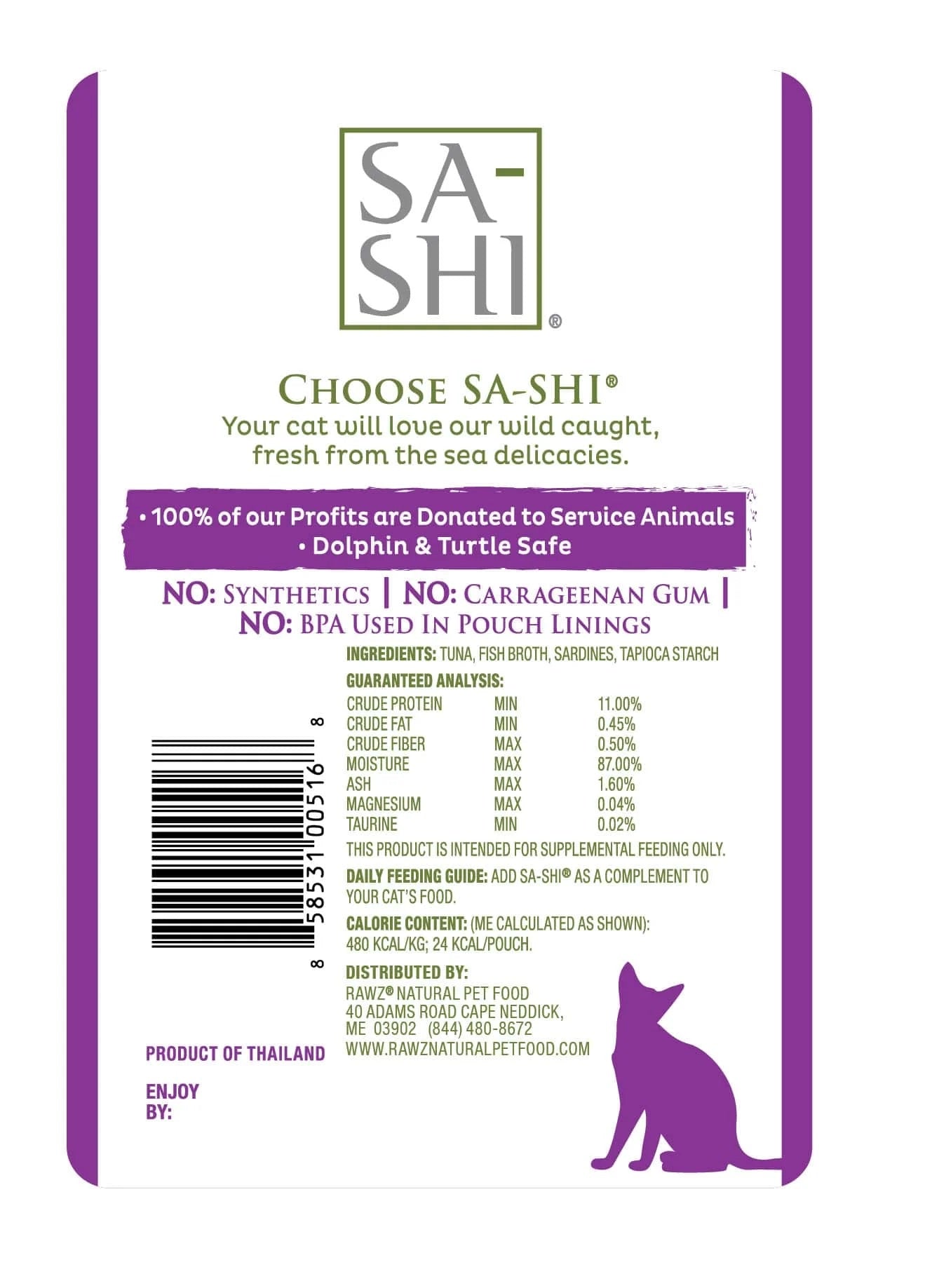 Sa - Shi Tuna & Sardines Recipe (1.76oz) - Sa - Shi Cat Food Topper - The Family Pet