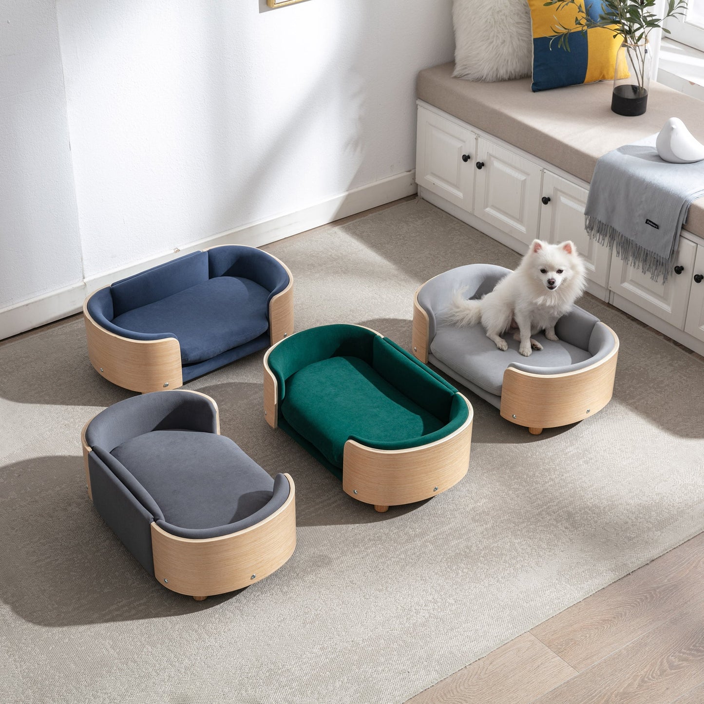 Scandinavian style Elevated Dog Bed Pet Sofa With Solid Wood