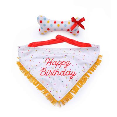 Birthday Bandana & Bone Dog Toy