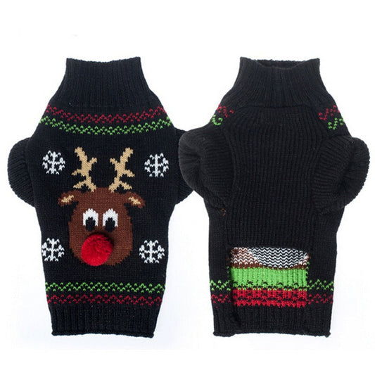 Dog & Cat Reindeer Sweater • Knit with 3D Pom Nose