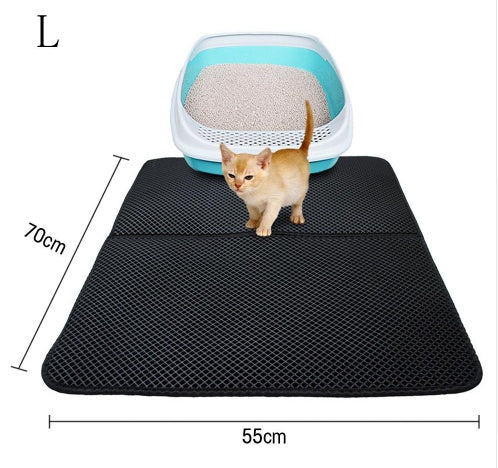Double Layer Cat Litter Trapping Mat — Waterproof Bed Pad for Litter Box