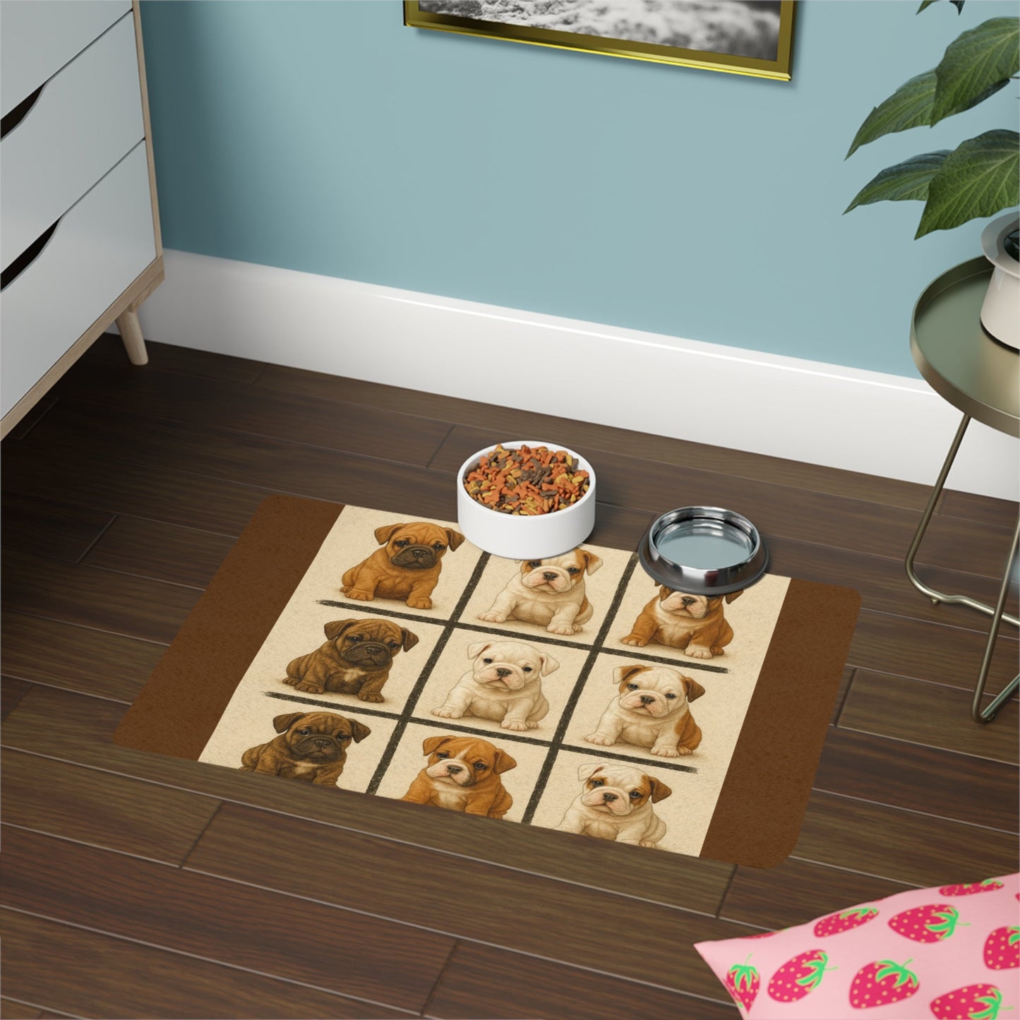 Pet Food Mat (12x18) - Bulldog puppies