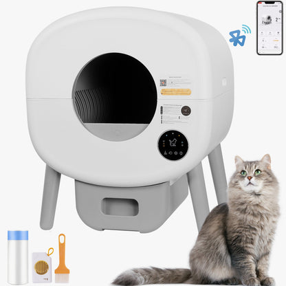 Automatic Smart Cat Litter Box, Large Capacity Self-Cleaning Litter Box with Infrared/Gravity/Ambient Light Function(Model B) at Purrfect Pet Kingdom