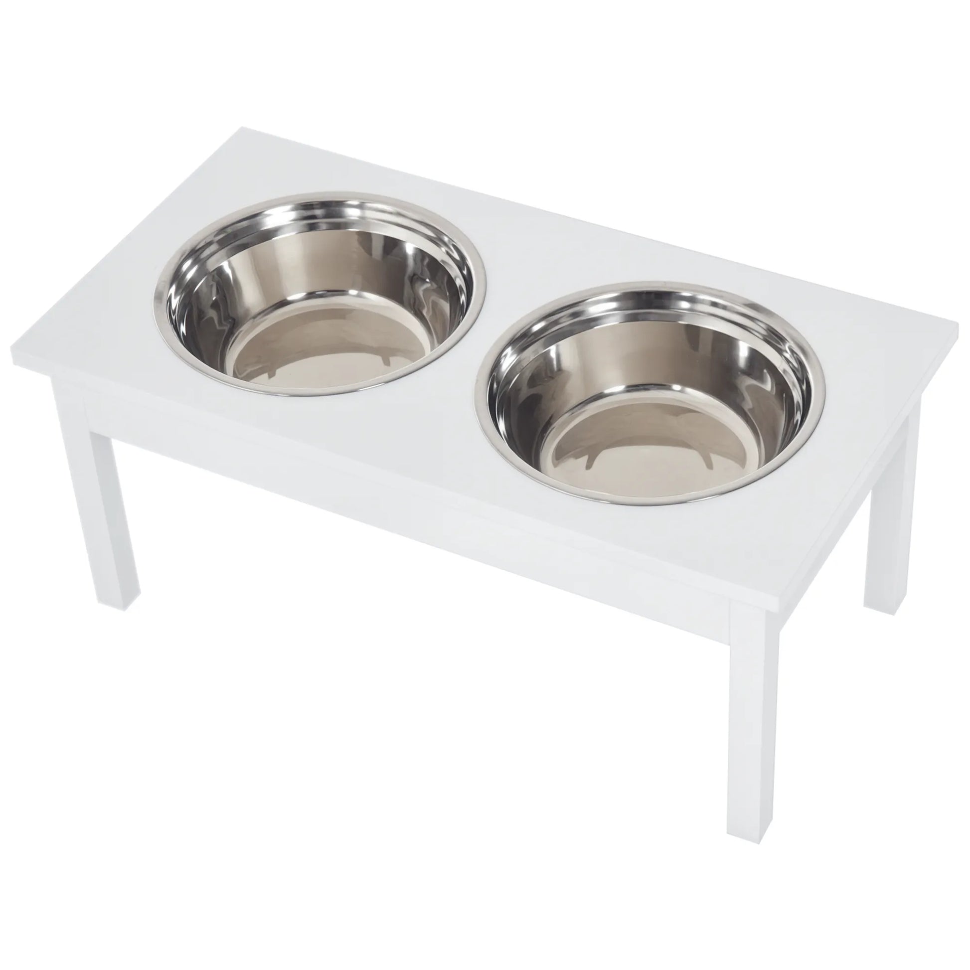 23 Inch Heavy Duty Wooden Elevated Dog Feeder with Bowls Set by Purrfect Pet Kingdom in white, size 655x365x165 mm, budget...