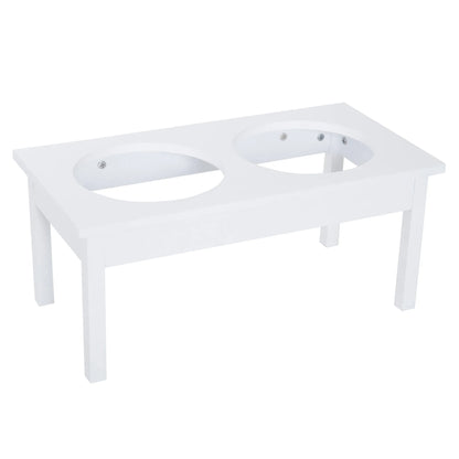 23 Inch Heavy Duty Wooden Elevated Dog Feeder with Bowls Set by Purrfect Pet Kingdom in white, size 655x365x165 mm, budget...