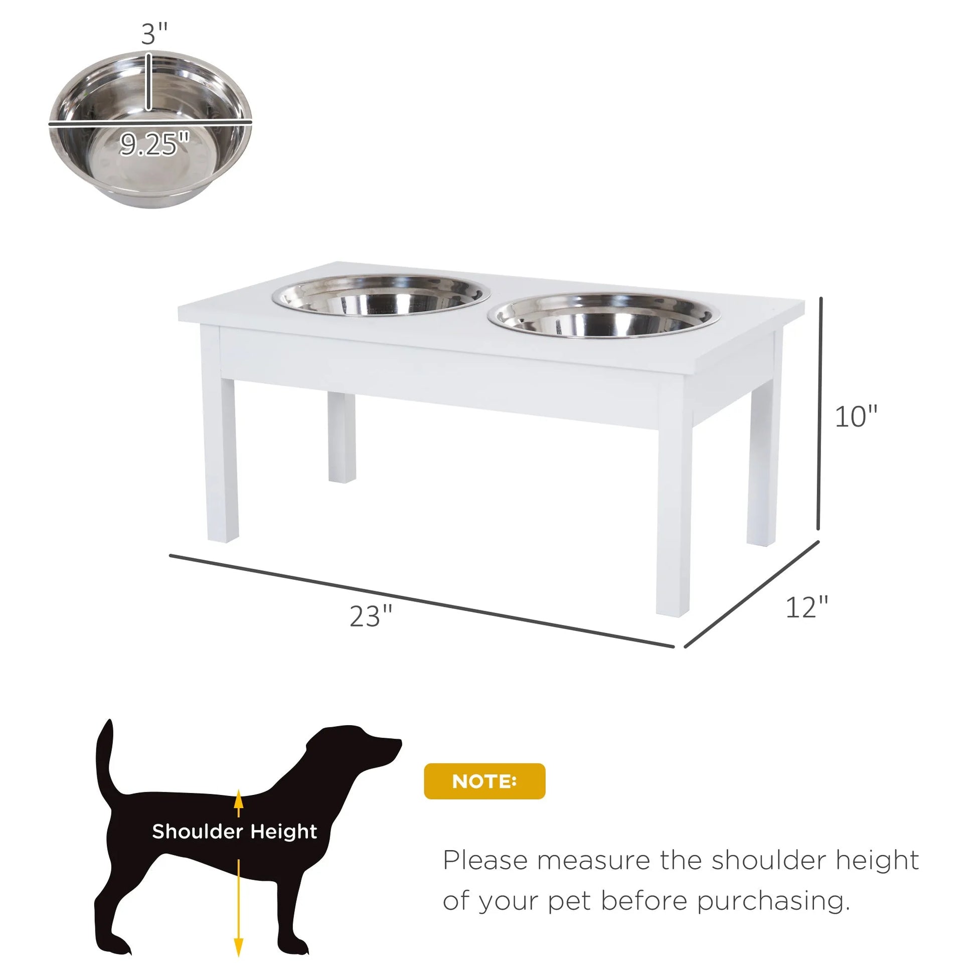 23 Inch Heavy Duty Wooden Elevated Dog Feeder with Bowls Set by Purrfect Pet Kingdom in white, size 655x365x165 mm, budget...