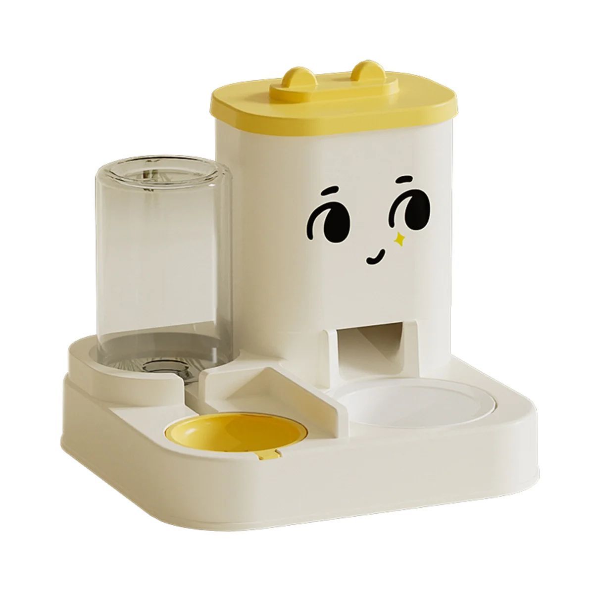 Pet Cartoon Feeding And Watering Dispenser With Large