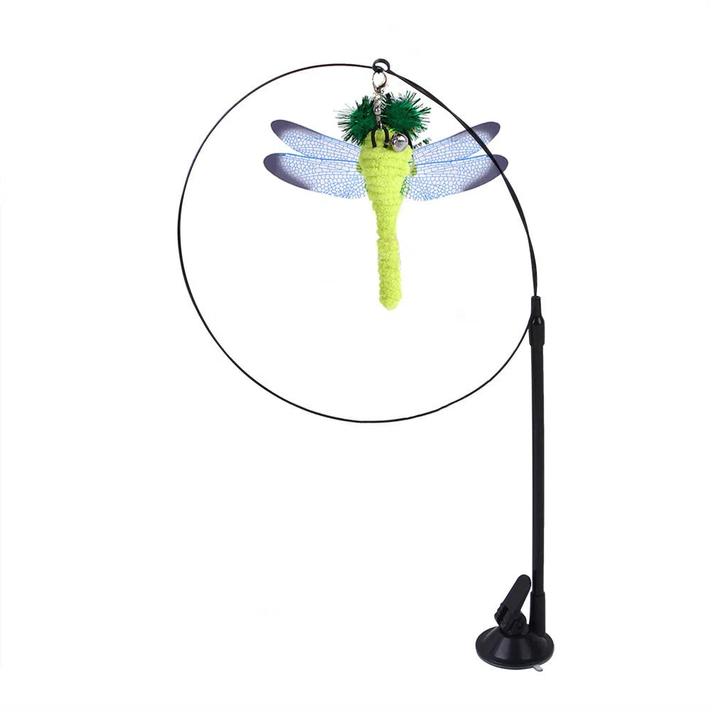 Suction cup cat toy stick that can be attached and held with steel wire multi head interchangeable cat toy and pet supplies