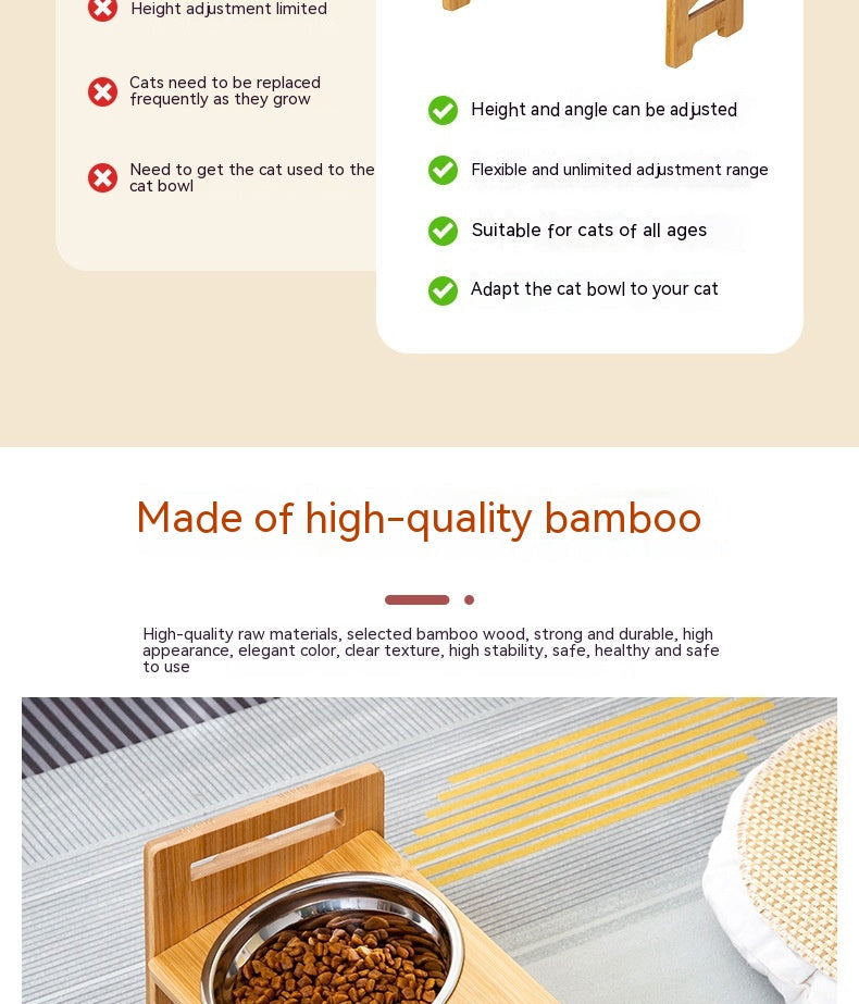 Pet Cat Food Double Bowl Bracket Stainless Steel Dining