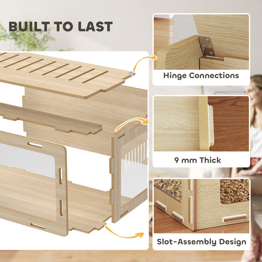 Hamster Cage with Acrylic Panels – Large Wood Gerbil Habitat