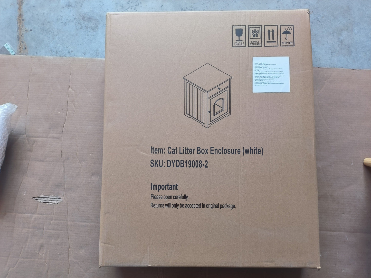 Wooden Pet House Cat Litter Box Enclosure with Drawer, Side