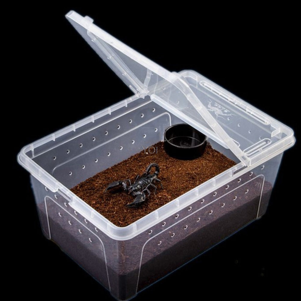 Reptile Feeding Box - Transparent Plastic Habitat Tank