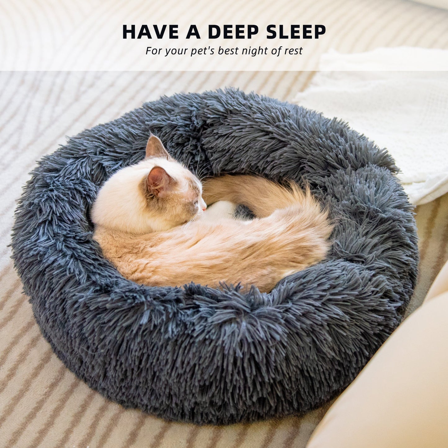 Cozy Round Plush Pet Bed for Small Dogs and Cats Soft Mat