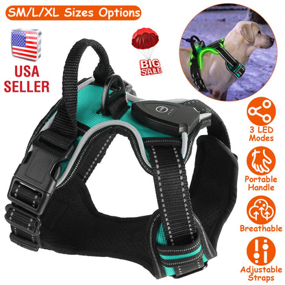 Light Up Dog Harness Rechargeable LED Dog Harness No Pull