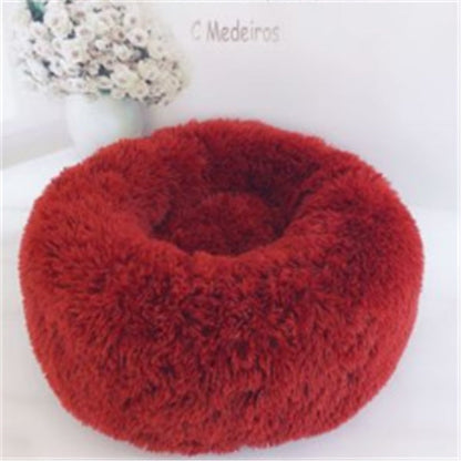 Plush Round Calming Cat Bed for Cozy Autumn and Winter Sleep