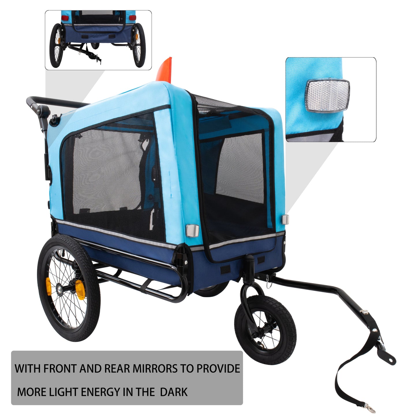 Heavy Duty Pet Stroller - Foldable Utility Bicycle Trailer
