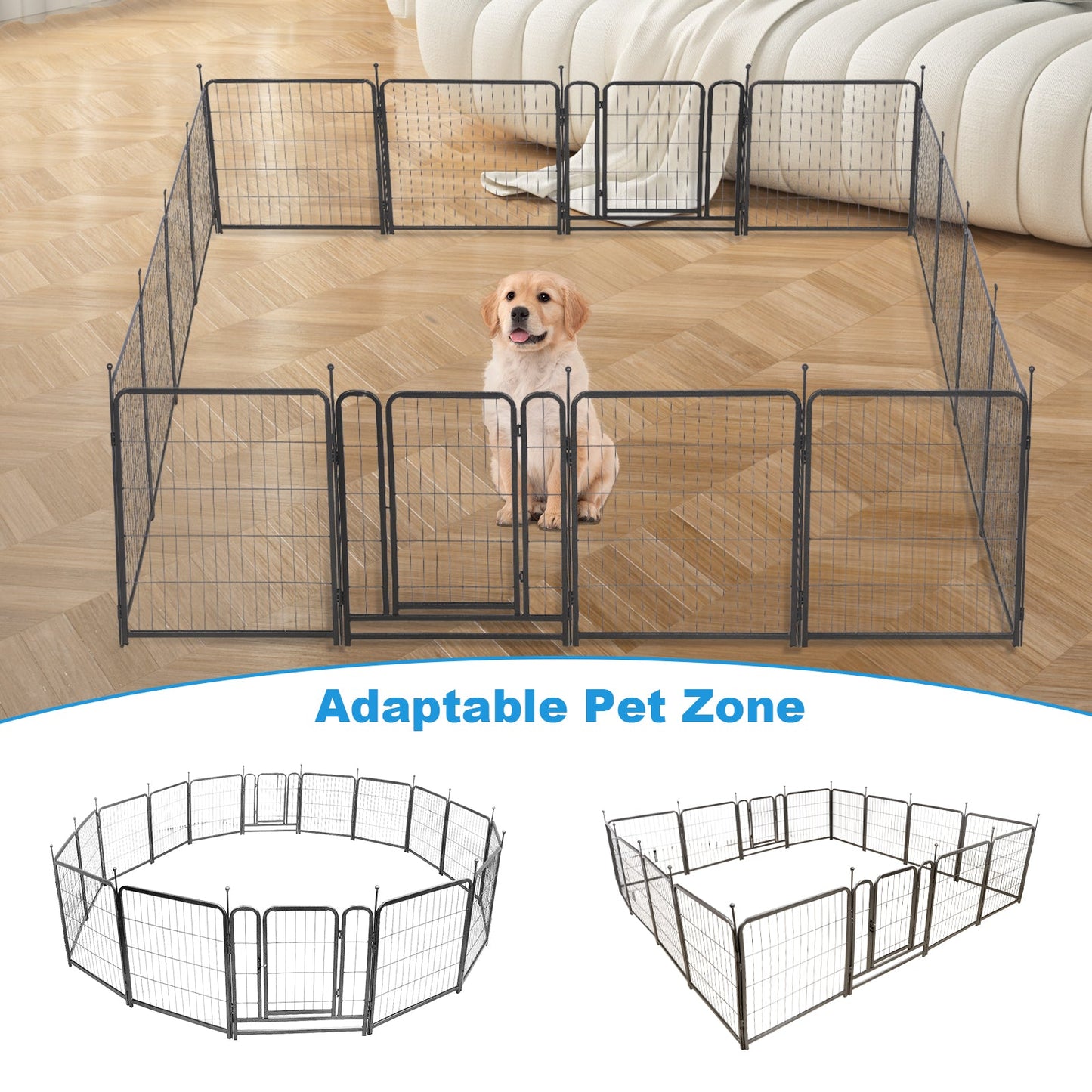 16 Panels Dog Playpen for outdoor,yard,camping,24"Height dog fence with 2 doors. - Purrfect Pet Kingdom