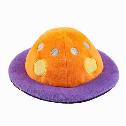 Space Paws Purple Orange Flip the UFO Plush Dog Toy