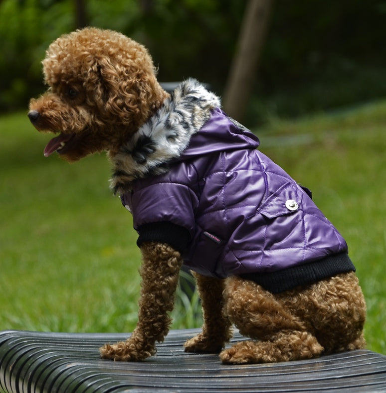Dog Coat Winter Fur Collar Jacket for Small & Large Dogs