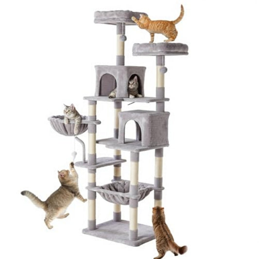 Purrfect Pet Kingdom 71-inch Cat Tree Tower, Large Multi-story Cat Climbing Tower (Dark grey) - Premium Cat Trees & Furniture