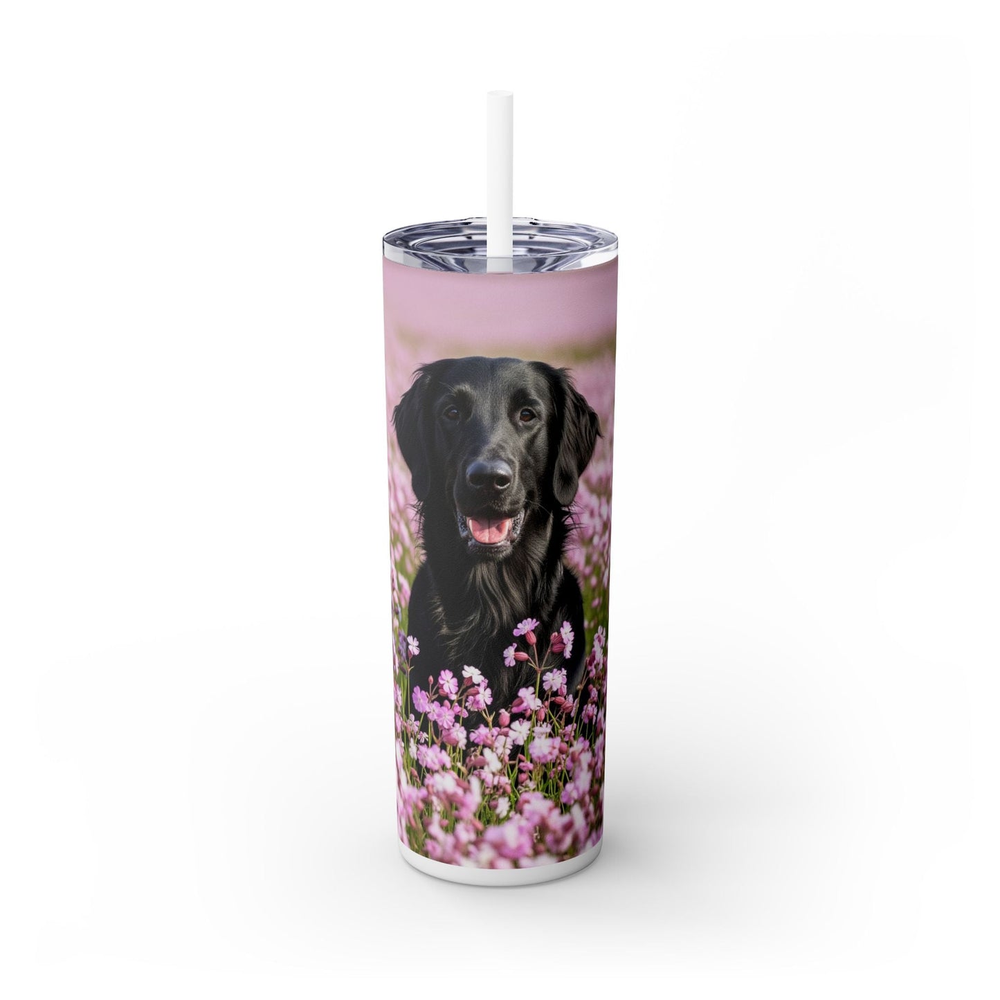 Flat Coated Retriever Skinny Tumbler with Straw, 20oz